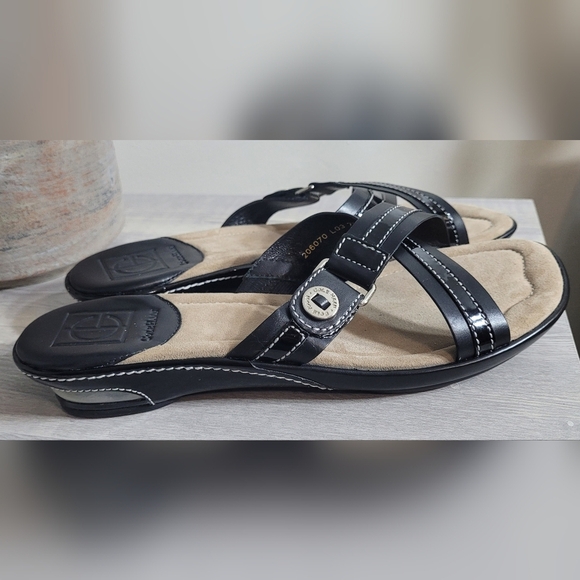 Cole Haan Nike Air Black Leather Sandals 7.5B - Picture 1 of 5